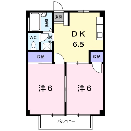 岡山市東区楢原のアパートの間取り