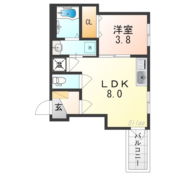 【大阪市東住吉区住道矢田のアパートの間取り】