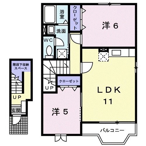 【福山市新市町大字戸手のアパートの間取り】