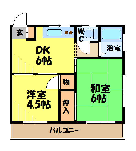 【府中市四谷のアパートの間取り】