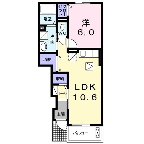 相馬市北飯渕のアパートの間取り