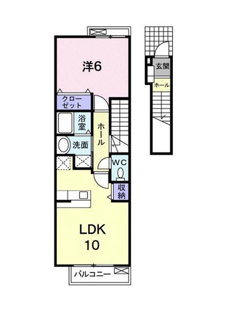 松山市石手白石のアパートの間取り