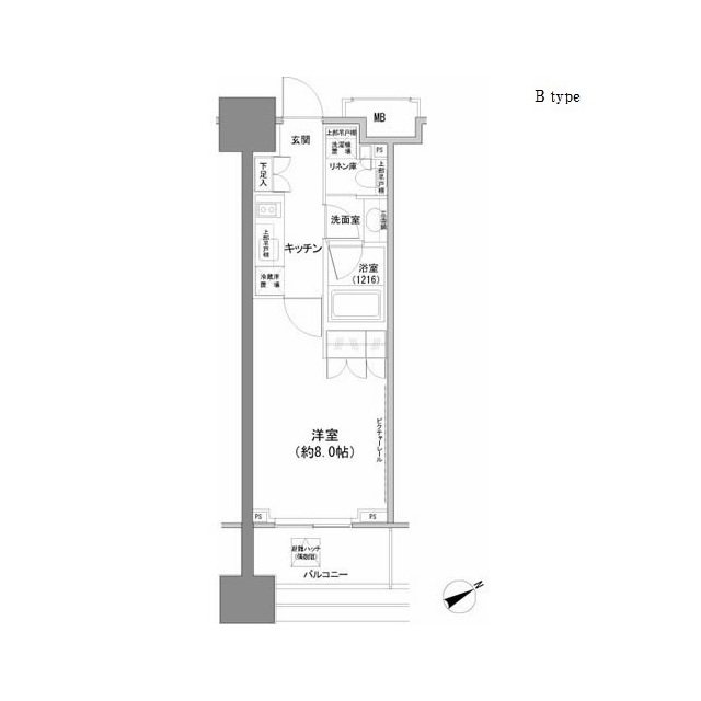 新宿区西新宿のマンションの間取り