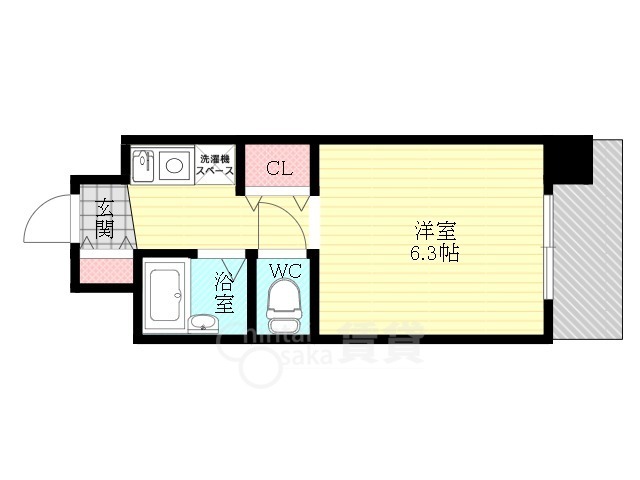 大阪市淀川区野中北のマンションの間取り