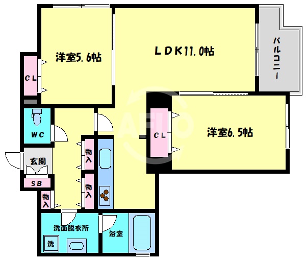 大阪市西区北堀江のマンションの間取り