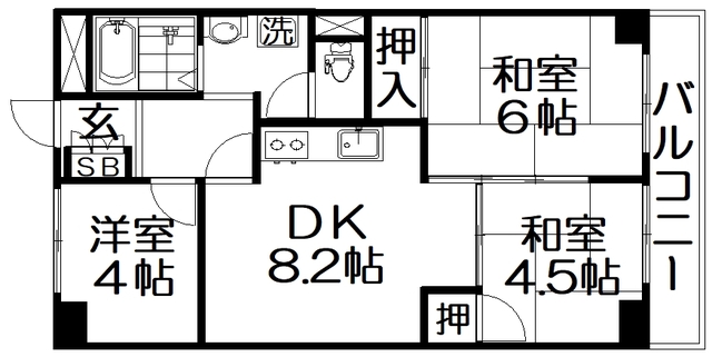 香里日光ハイツの間取り