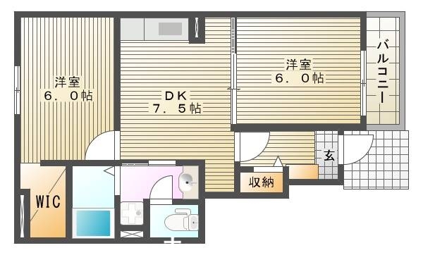 岡山市北区門前のアパートの間取り