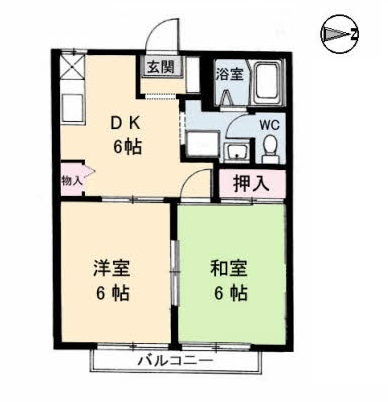 岡山市中区米田のアパートの間取り