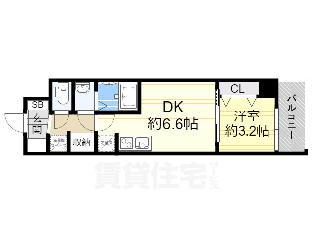 大阪市浪速区日本橋東のマンションの間取り