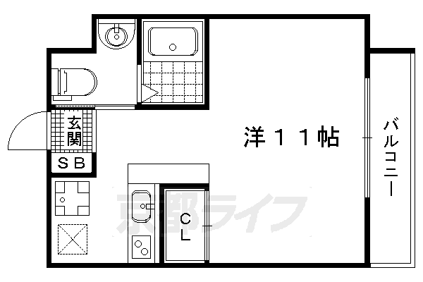 京都市左京区北白川西蔦町のマンションの間取り