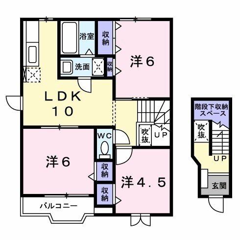 北九州市小倉南区朽網東のアパートの間取り