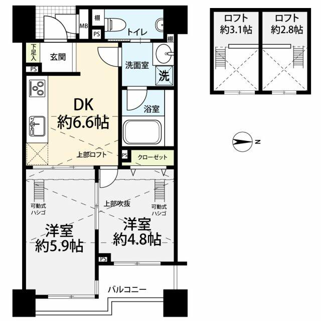 中央区八丁堀のマンションの間取り