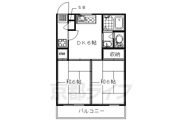 京都市右京区山ノ内山ノ下町のマンションの間取り