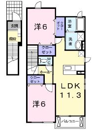 福山市春日台のアパートの間取り