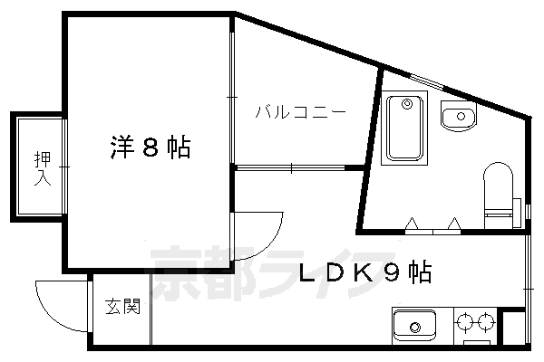 京都市左京区石原町のマンションの間取り