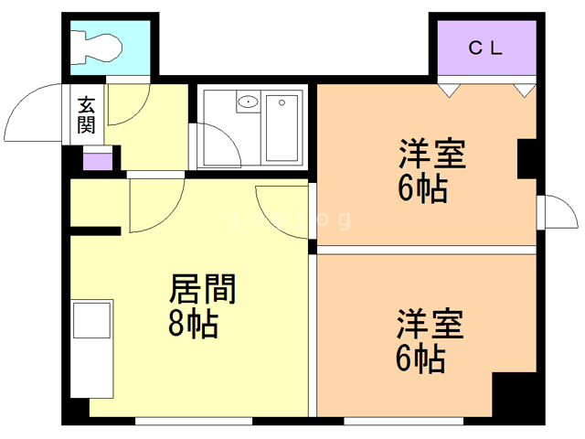 札幌市東区北十六条東のマンションの間取り