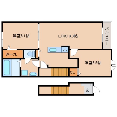 磯城郡田原本町大字松本のアパートの間取り