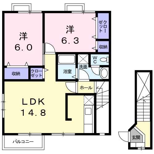 米子市夜見町のアパートの間取り