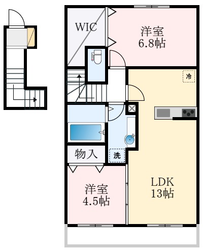 【大阪狭山市池尻自由丘のアパートの間取り】