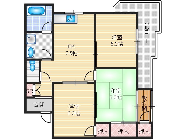 茨木市美沢町のマンションの間取り