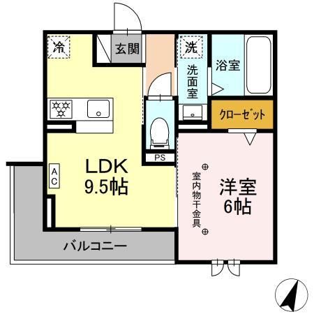 稲沢市下津鞍掛のアパートの間取り