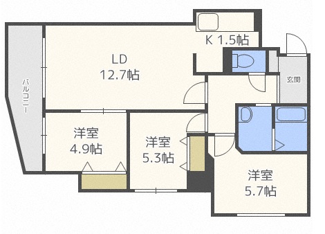 シャンティ発寒南の間取り