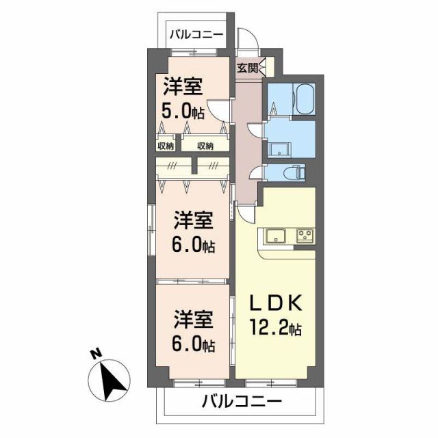 四日市市九の城町のマンションの間取り