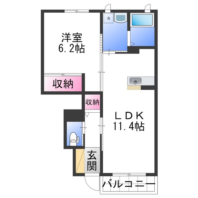 岩出市西国分のアパートの間取り