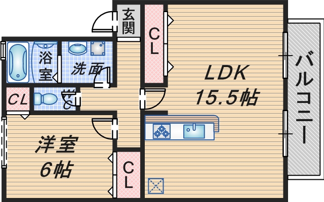 豊中市旭丘のアパートの間取り