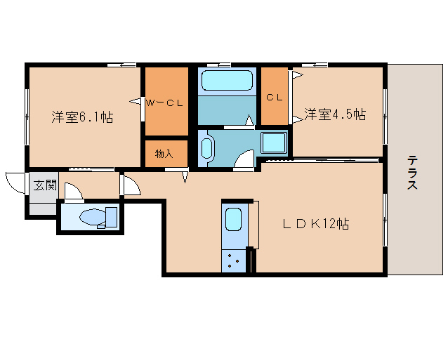 橿原市地黄町のアパートの間取り