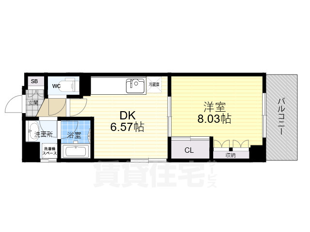 京都市下京区綾西洞院町のマンションの間取り