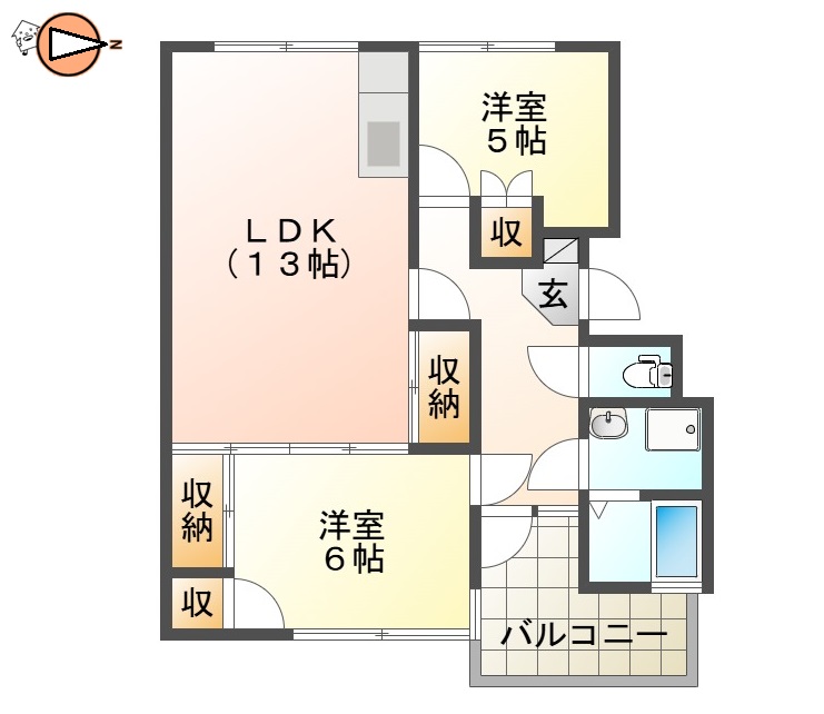 徳島市国府町和田のマンションの間取り