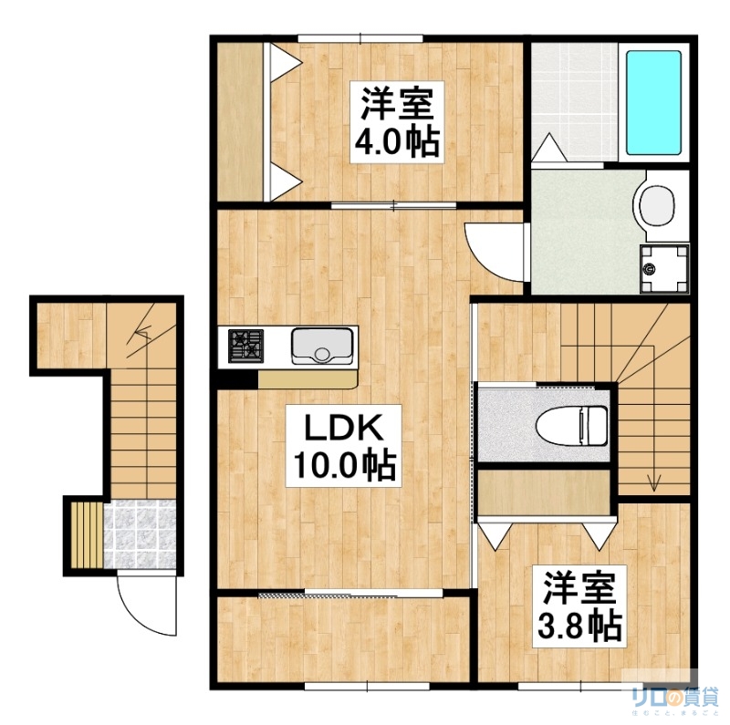 （仮称）宝塚市山本南１丁目新築アパートの間取り