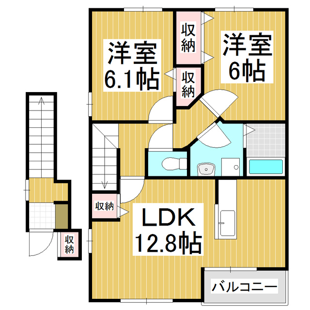 大町市大町のアパートの間取り