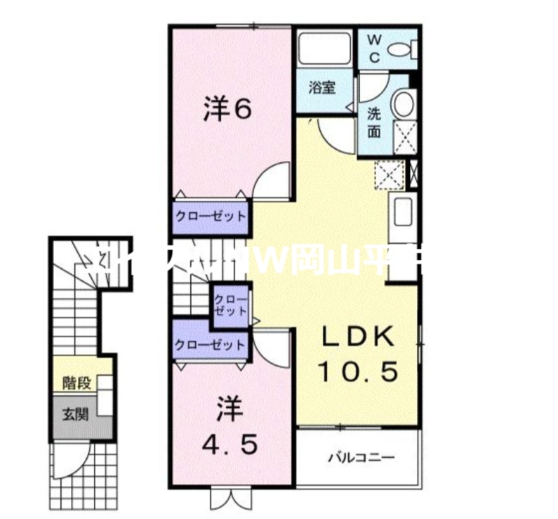 玉野市槌ケ原のアパートの間取り