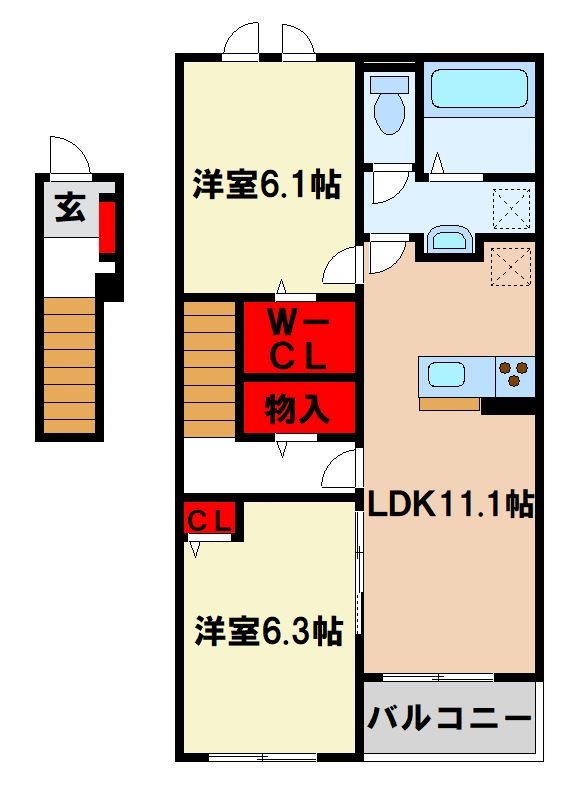 太宰府市宰府のアパートの間取り