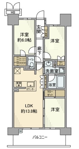 【八王子市東浅川町のマンションの間取り】