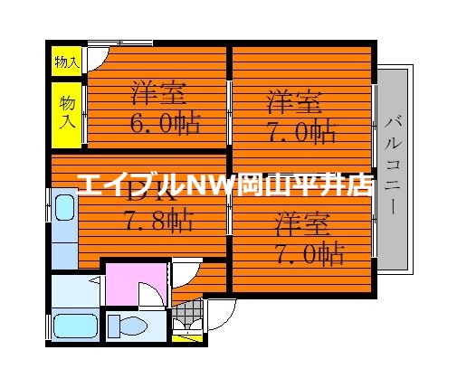 瀬戸内市長船町土師のアパートの間取り