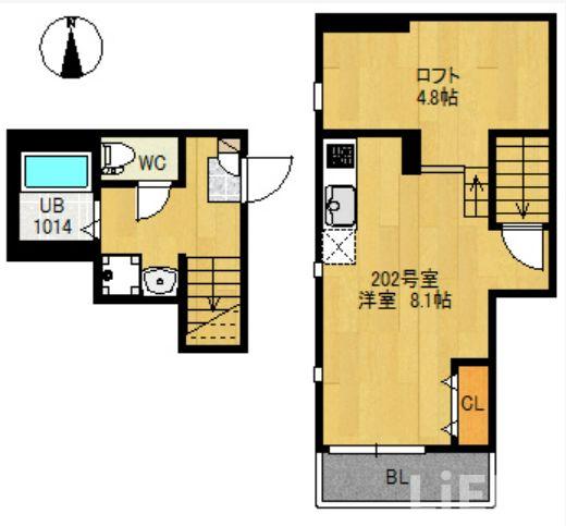 仙台市青葉区中江のアパートの間取り