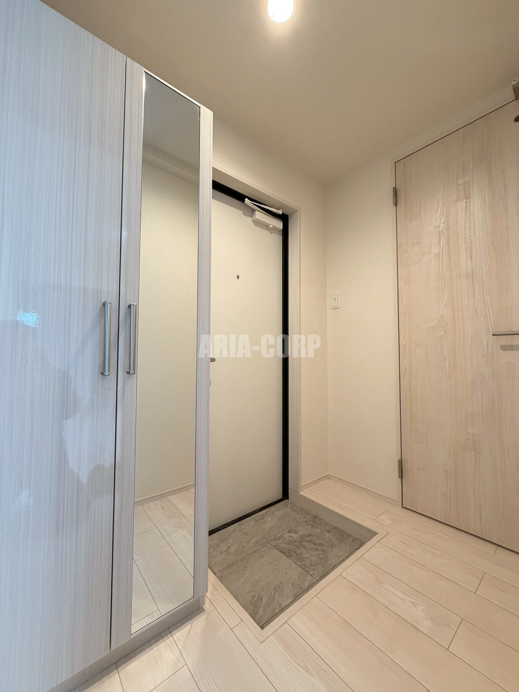 玄関　姿見付き大容量シューズボックスあり♪