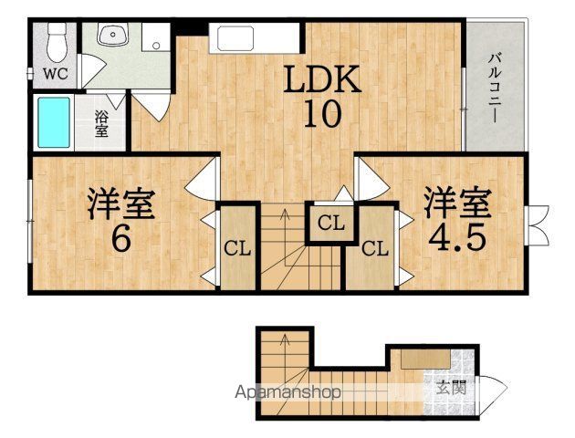 近鉄橿原線 平端駅 徒歩10分 2階建 築23年の間取り写真