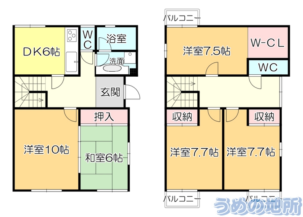 上津町貸家の間取り写真