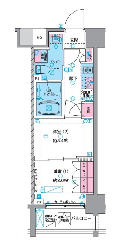 東武伊勢崎線 浅草駅 徒歩15分 12階建 築3年の間取り写真