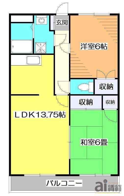 西武多摩湖線 一橋学園駅 徒歩19分 5階建 築34年の間取り写真