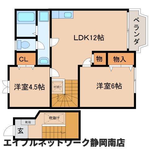 藤枝市水守のアパートの間取り