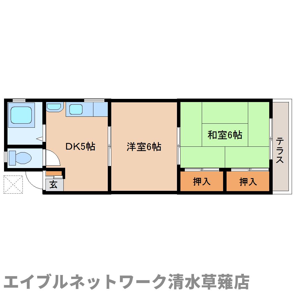 静岡市葵区南瀬名町のマンションの間取り