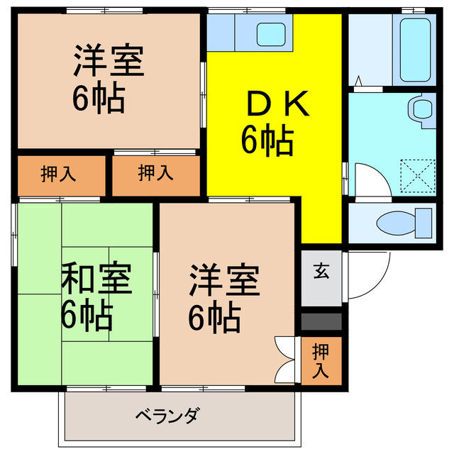 諫早市多良見町木床のアパートの間取り