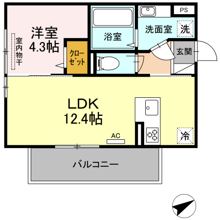 合志市須屋のアパートの間取り