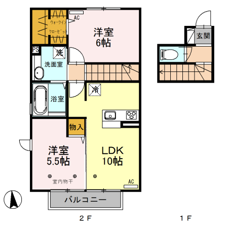 中央市中楯のアパートの間取り