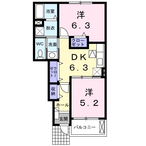 長浜市木之本町木之本のアパートの間取り